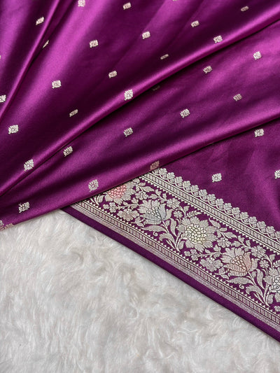 Wine Shades Border Booti Mashru Silk Saree MCS77