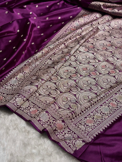 Wine Shades Border Booti Mashru Silk Saree MS77