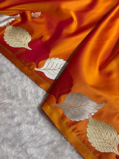 Orange Shades Banarasi Booti Pattern Mashru Silk Saree MSM-136