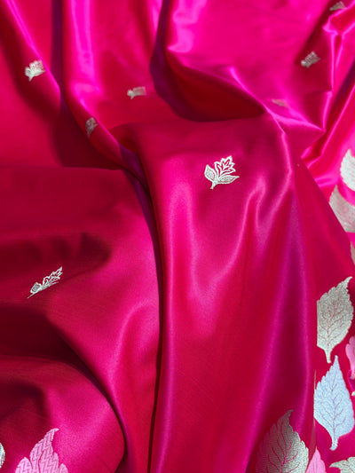 Rani Pink Shades Banarasi Booti Pattern Mashru Silk Saree MSM-136