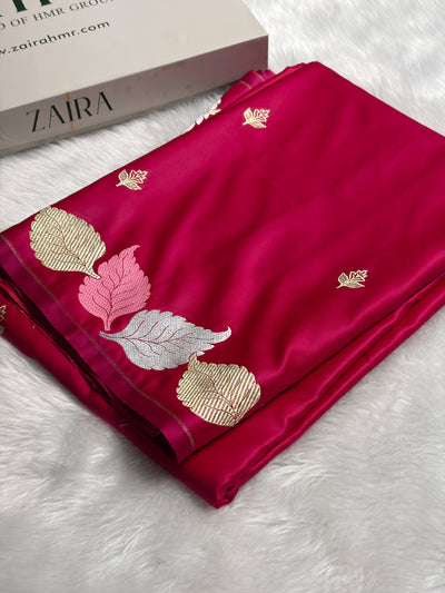 Rani Pink Shades Banarasi Booti Pattern Mashru Silk Saree MSM-136