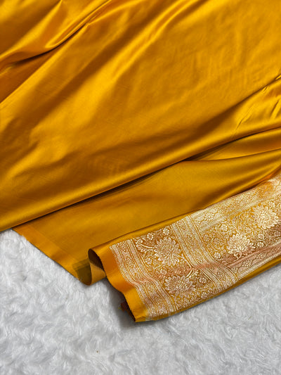 Sky Blue with Mustard Booti Satin Katan Silk saree SK29