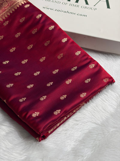 CrossRed Banarasi Satin Katan Saree Floral Booti Pattern SK154