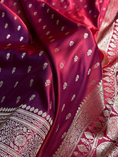 CrossRed Banarasi Satin Katan Saree Floral Booti Pattern SK154