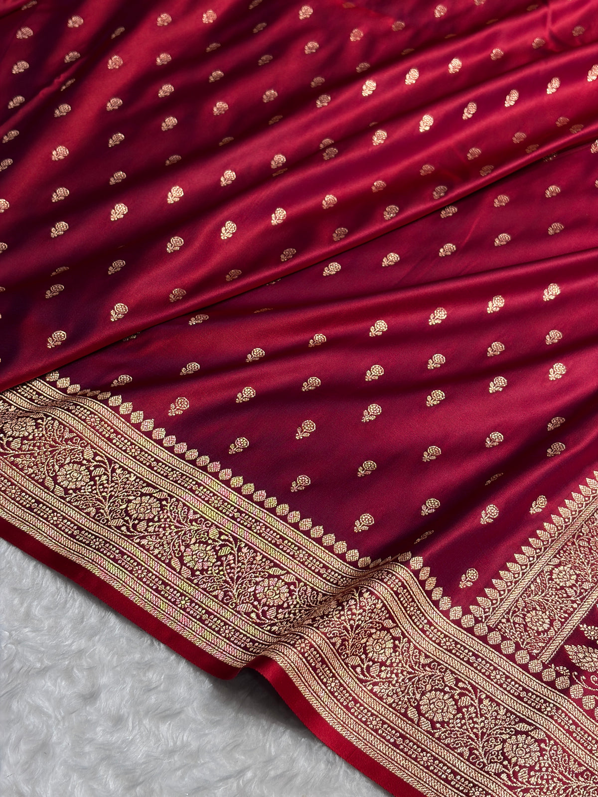 CrossRed Banarasi Satin Katan Saree Floral Booti Pattern SK154