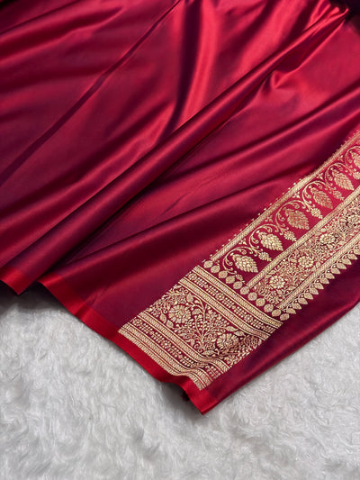 CrossRed Banarasi Satin Katan Saree Floral Booti Pattern SK154