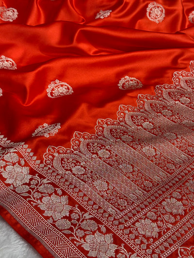 Orange Boota Mashru Silk Saree MCS24