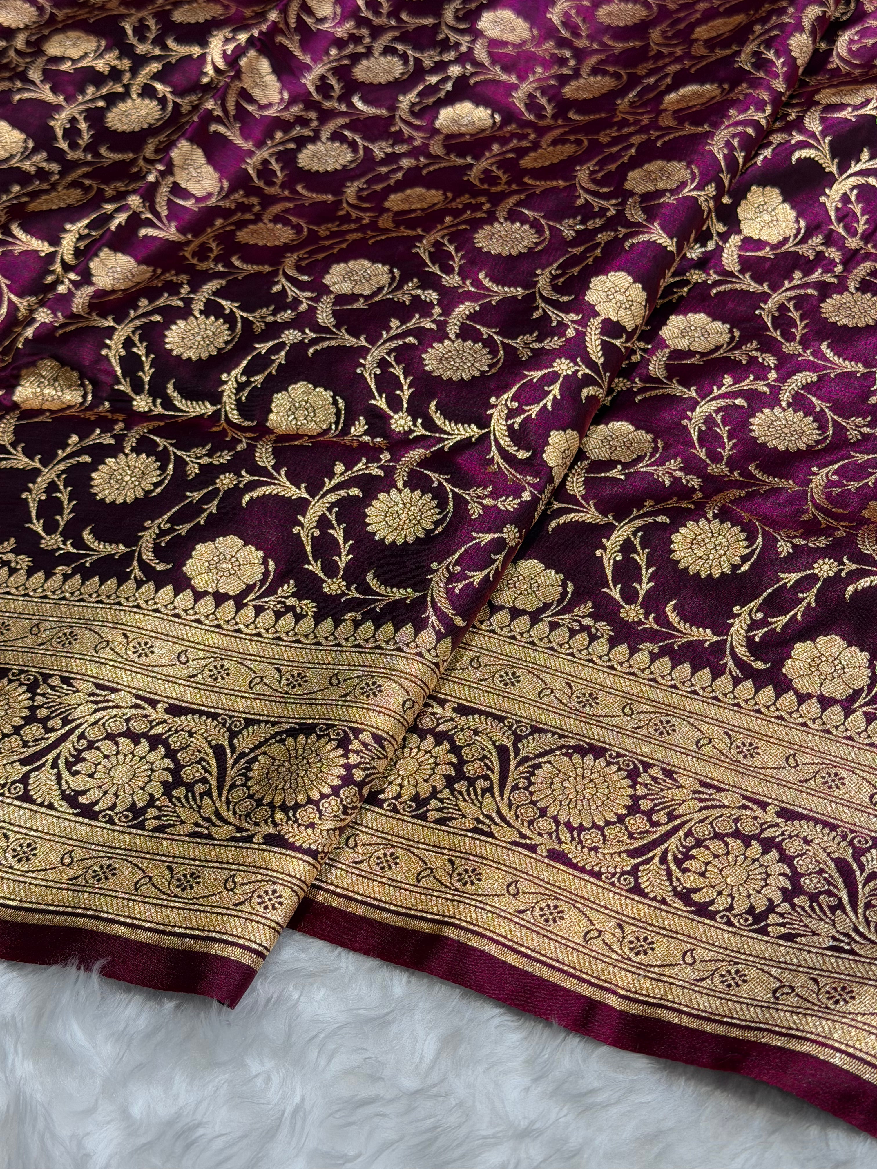 Banarasi Satin Silk Jaal in WINE Shades