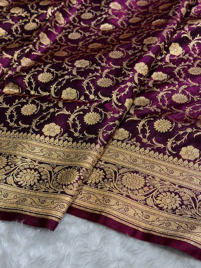 Banarasi Satin Silk Jaal in WINE Shades