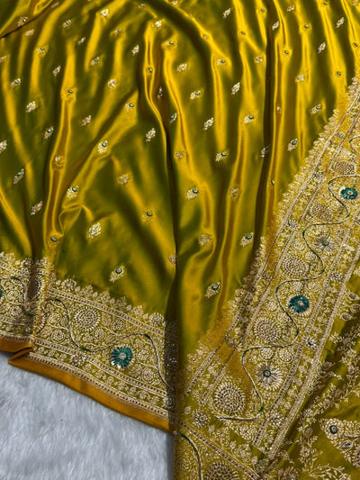 Banarasi Mehandi Green Katan Silk Saree with Zardozy work  BSK82