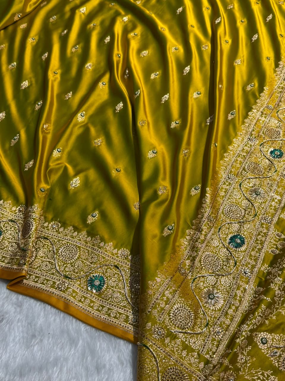 Banarasi Mehandi Green Katan Silk Saree with Zardozy work  BSK82