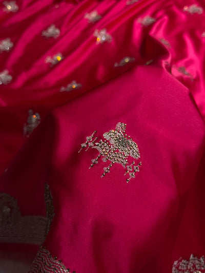 Bridal Banarasi Rani Shades Floral Mashru Silk Saree BMCS87