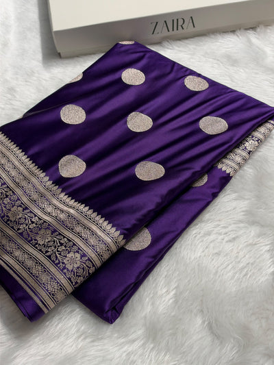 Purple Shade With Polka Dota Booti mashru Silk MCS107