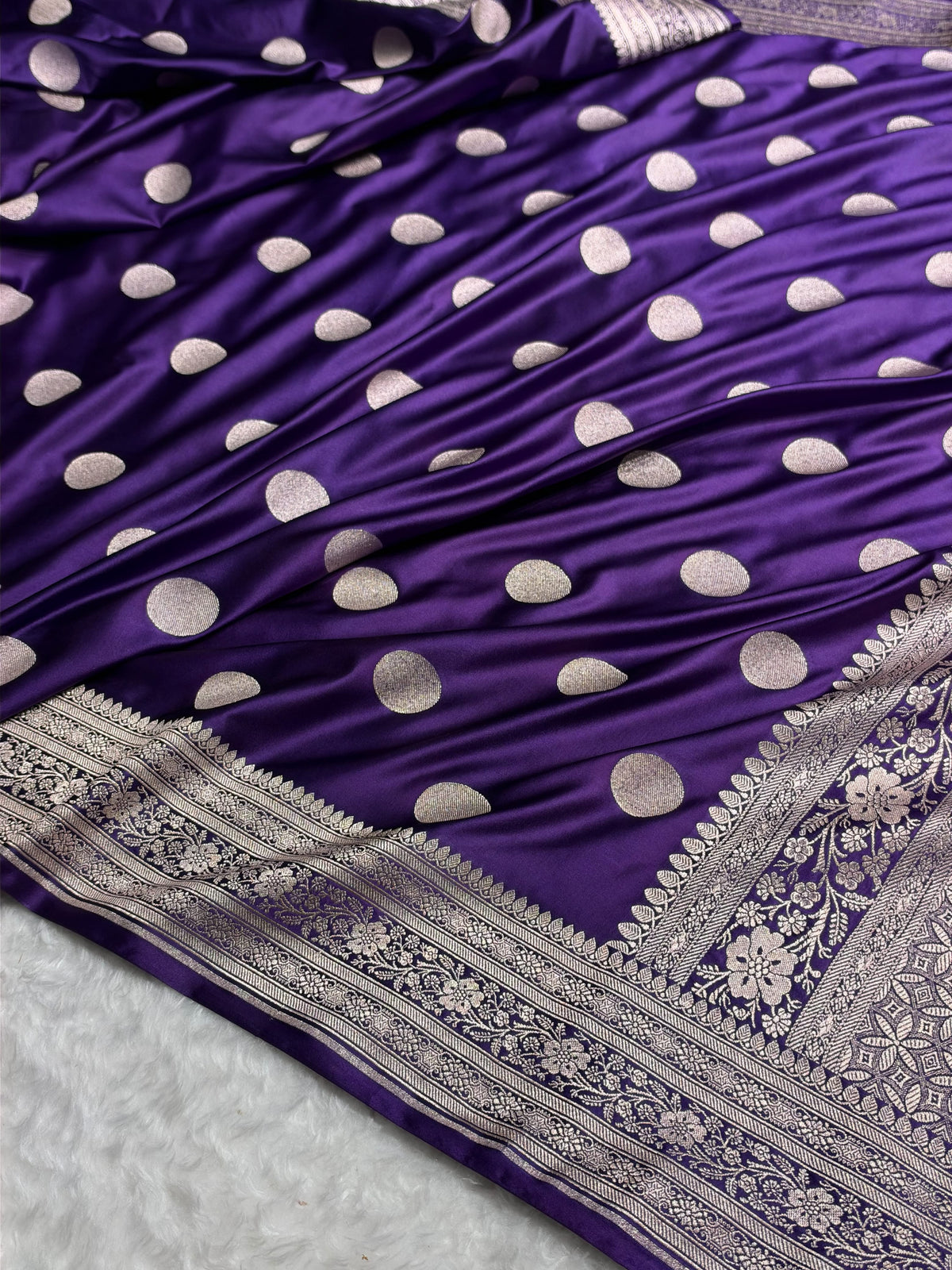 Purple Shade With Polka Dota Booti mashru Silk MCS107