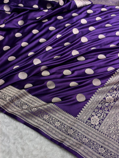 Purple Shade With Polka Dota Booti mashru Silk MCS107