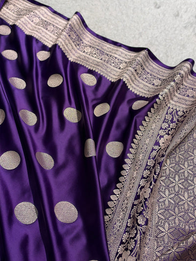 Purple Shade With Polka Dota Booti mashru Silk MCS107