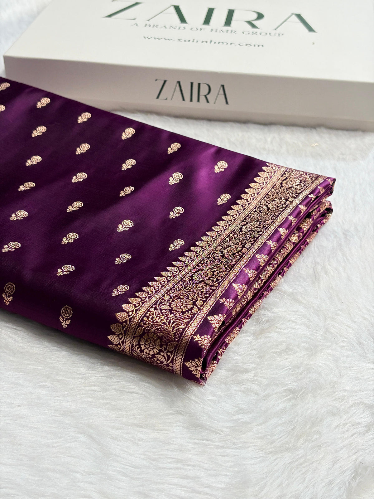 Wine Banarasi Satin Katan Saree Floral Booti Pattern SK154
