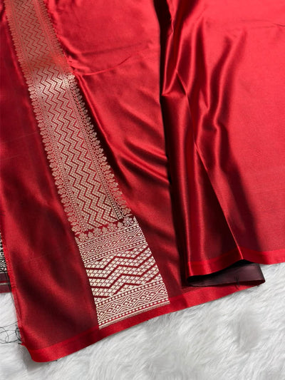 Red Shades Jamawar Tanchoi Motif Mashru Silk Saree MST-17