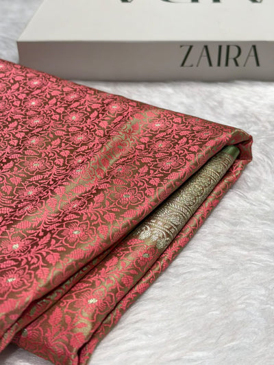 Peach Shades Tanchoi Motif Mashru Silk Saree MST-16