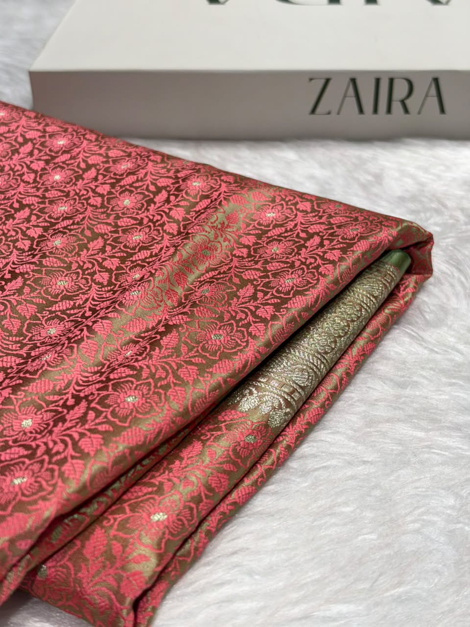 Peach Shades Tanchoi Motif Mashru Silk Saree MST-16