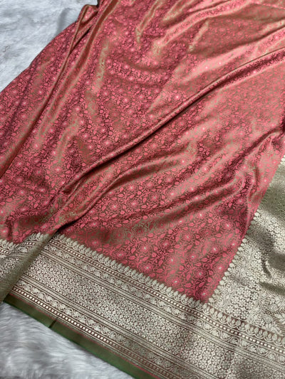 Peach Shades Tanchoi Motif Mashru Silk Saree MST-16