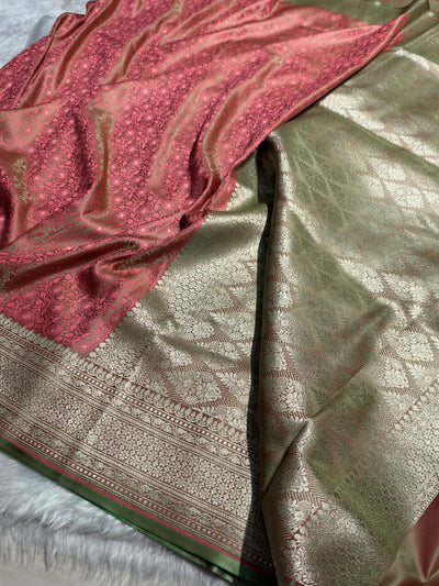 Peach Shades Tanchoi Motif Mashru Silk Saree MST-16
