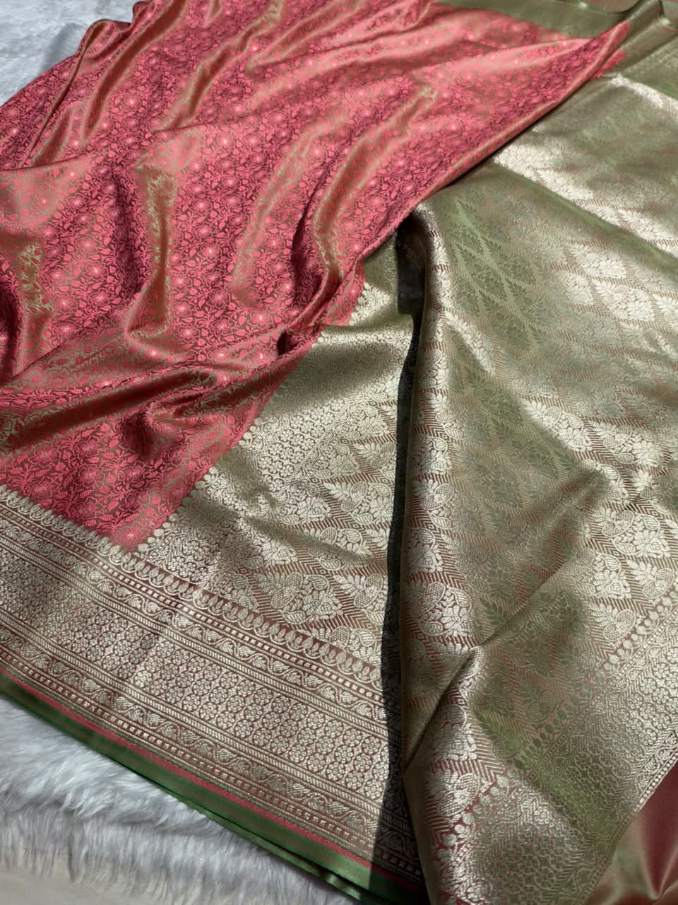 Peach Shades Tanchoi Motif Mashru Silk Saree MST-16