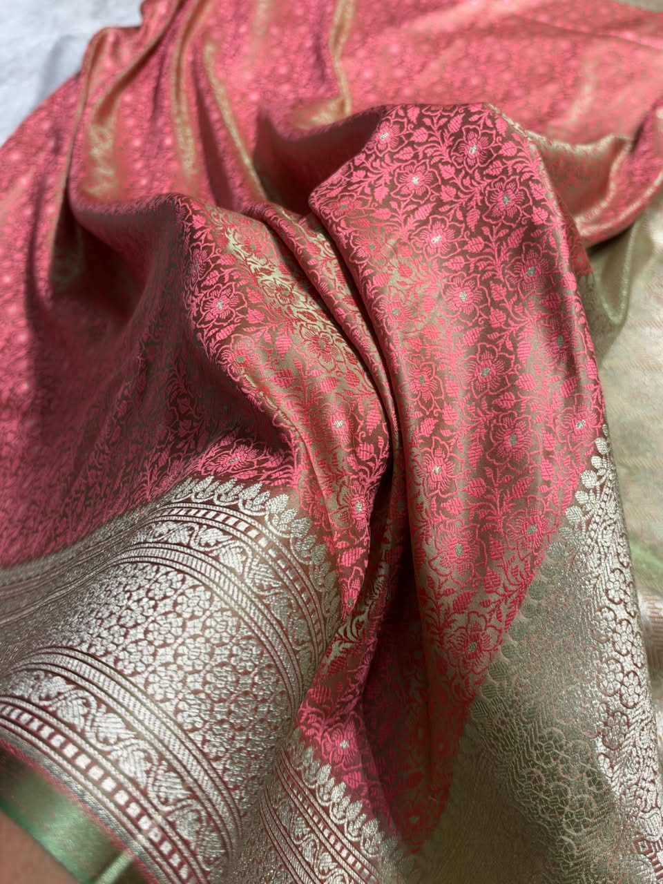 Peach Shades Tanchoi Motif Mashru Silk Saree MST-16