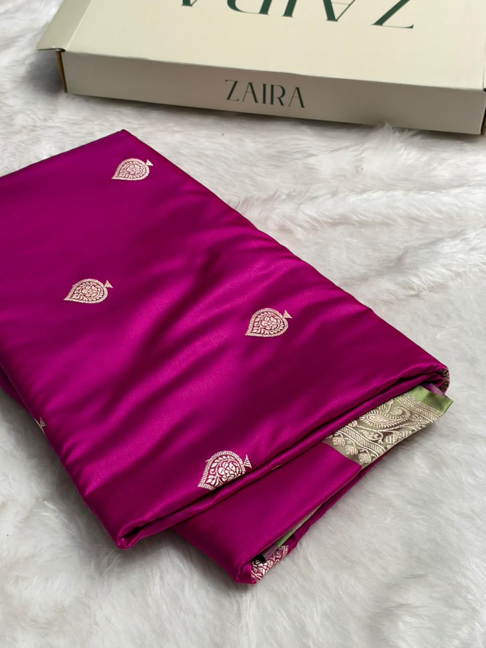 Contrast Rani Pink  / Tusser shade Banarasi Booti Pattern Mashru Silk Saree MSM-140