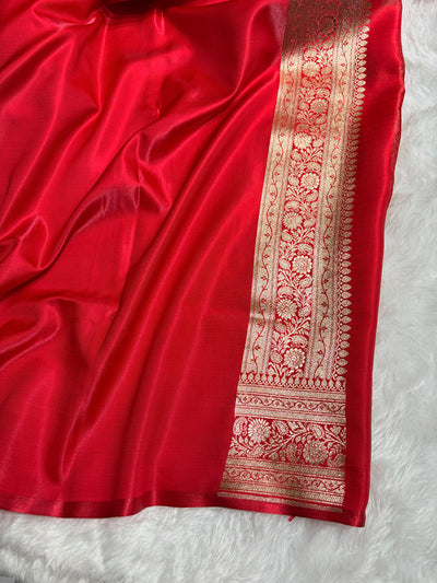 Banarasi Red Shades Booti Pattern Banarasi Satin Silk Saree SS64