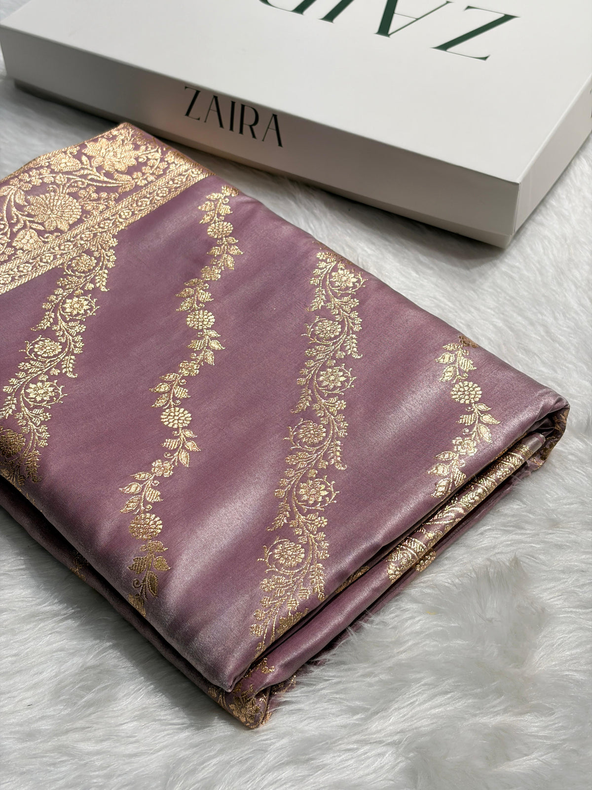 Banarasi Light Weight Satin Silk Dusty Mauve Shades SS10