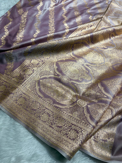 Banarasi Light Weight Satin Silk Dusty Mauve Shades SS10