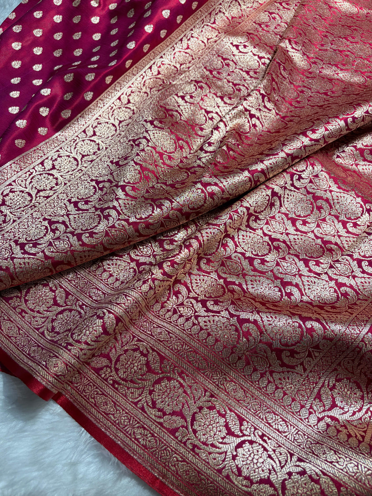 Banarasi Maroon Booti satin Silk Saree SS01