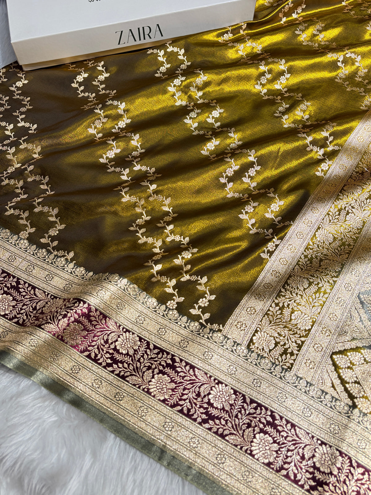 Banarasi Light Weight Satin Silk Mahendi Shades SS69(C)