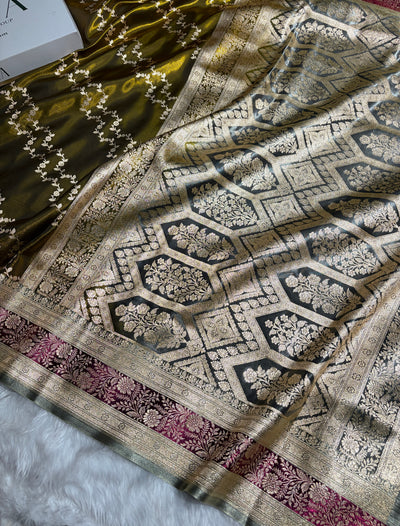 Banarasi Light Weight Satin Silk Mahendi Shades SS69(C)