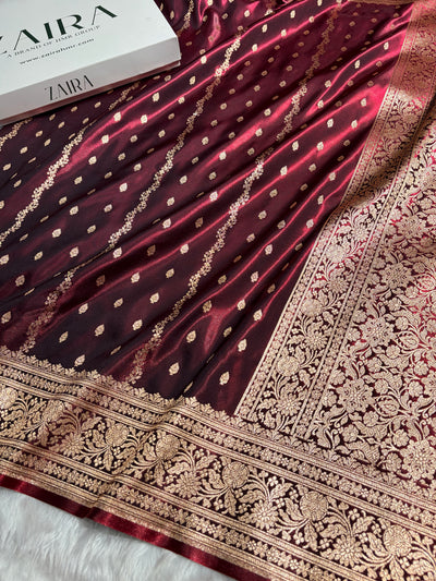Banarasi Light Weight Satin Silk Maroon Shades SS70