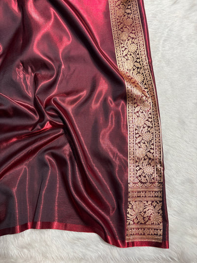 Banarasi Light Weight Satin Silk Maroon Shades SS70