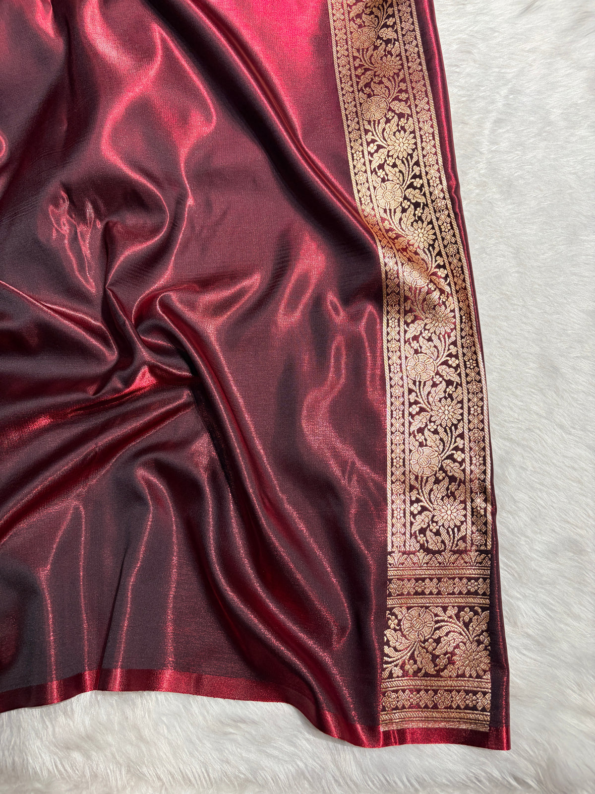 Banarasi Light Weight Satin Silk Maroon Shades SS70
