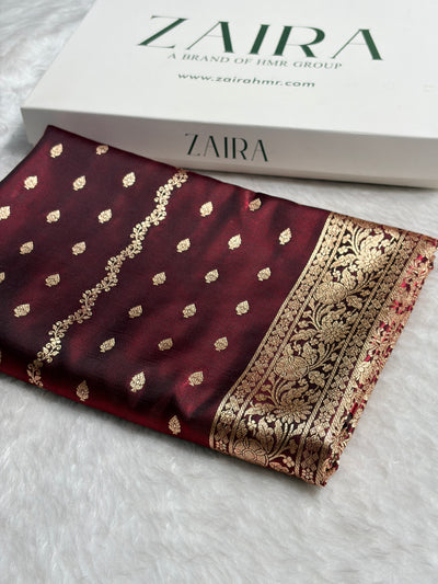 Banarasi Light Weight Satin Silk Maroon Shades SS70