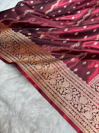 Banarasi Light Weight Satin Silk Maroon Shades SS70
