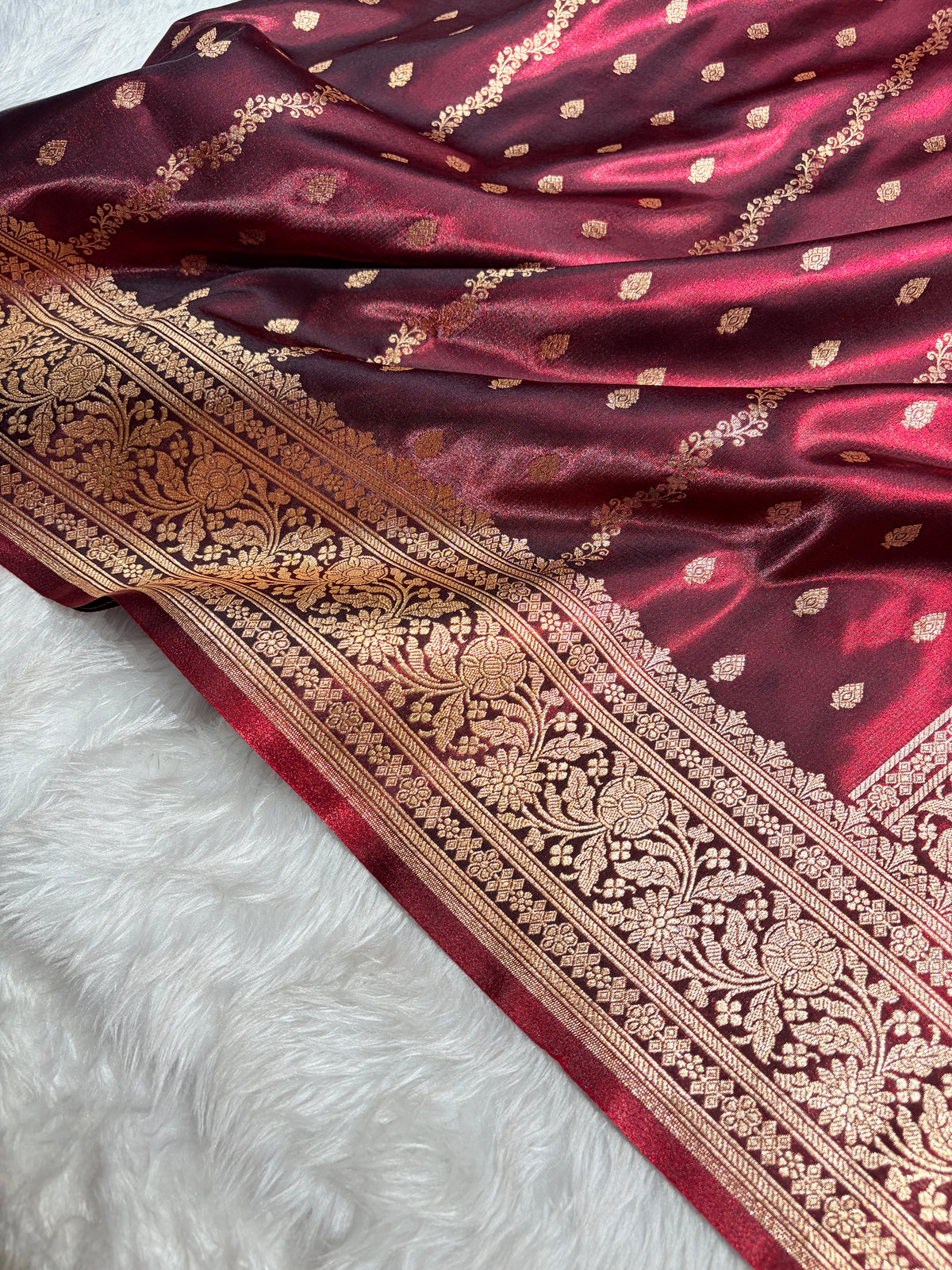 Banarasi Light Weight Satin Silk Maroon Shades SS70