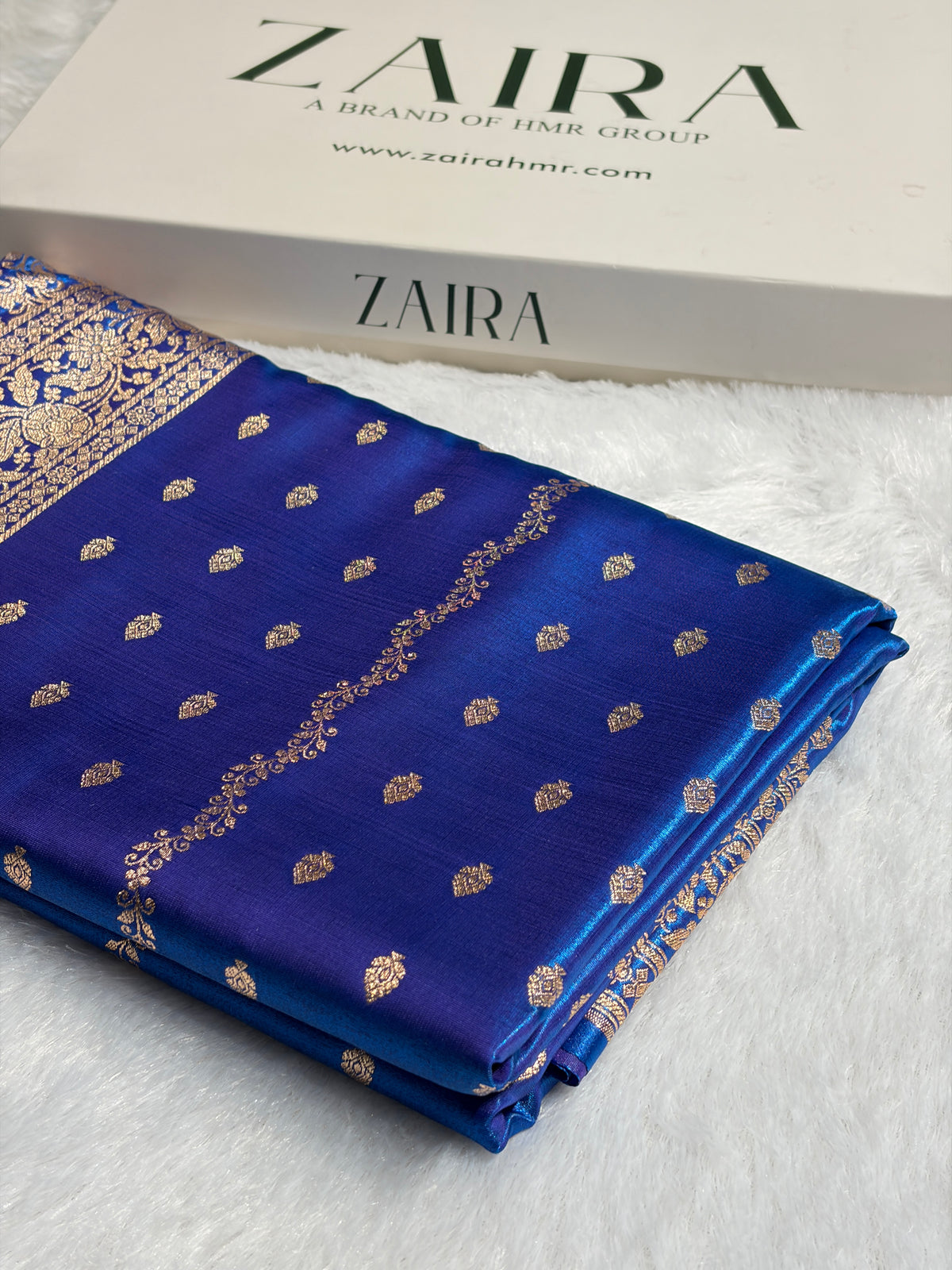 Banarasi Light Weight Satin Silk Royal Blue Shades SS70