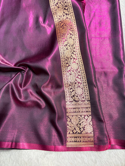Banarasi Light Weight Satin Silk Deep Wine Shades SS70
