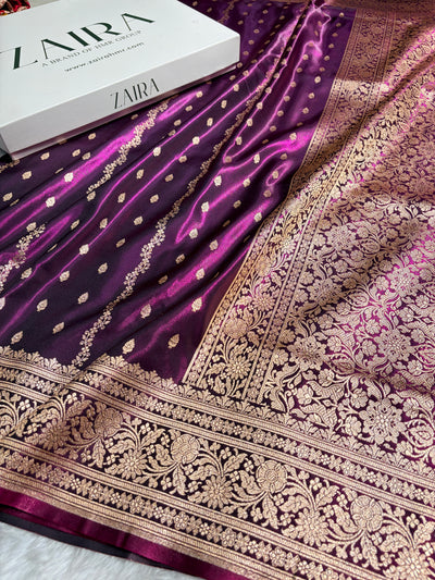 Banarasi Light Weight Satin Silk Deep Wine Shades SS70