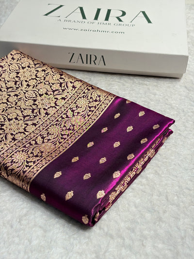 Banarasi Light Weight Satin Silk Deep Wine Shades SS70