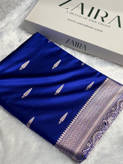 Royal Blue Saree in Floral Pattern Mashru Silk Saree MSM-143