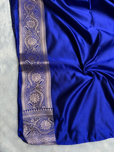Royal Blue Saree in Floral Pattern Mashru Silk Saree MSM-143