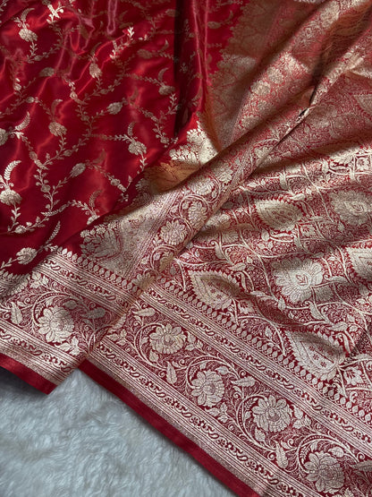 Satin Silk Jaal in Maroon Shades SS19