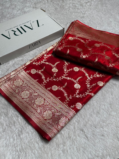 Satin Silk Jaal in Maroon Shades SS19