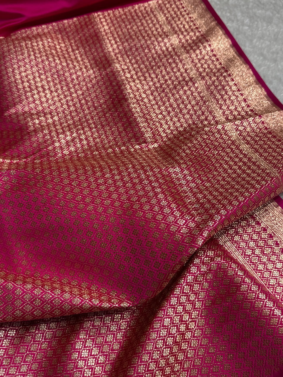 Rani Floral Boota Pattern Satin Katan Silk saree SK39
